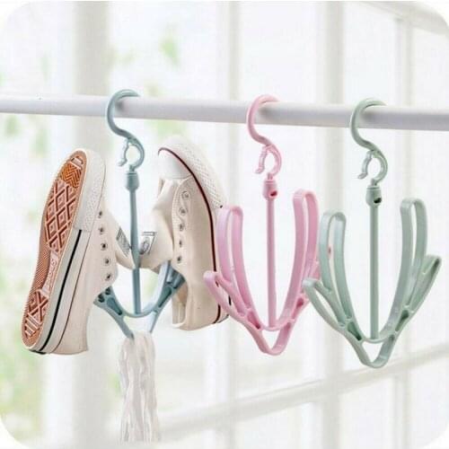 Shoes Hanger Rack Multi-Function Shoes Hook Stand Drying Hanger Balcony Double-hook Hanging Shelf Drying Save Space Organizer