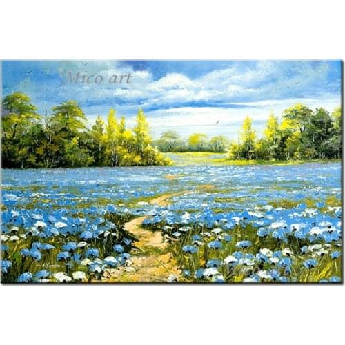 Palette Knife Flower Art 100% Hand Painted Canvas Landscape Oil Painting Wall Decor Picture Wall Decoration Fine Art Pieces