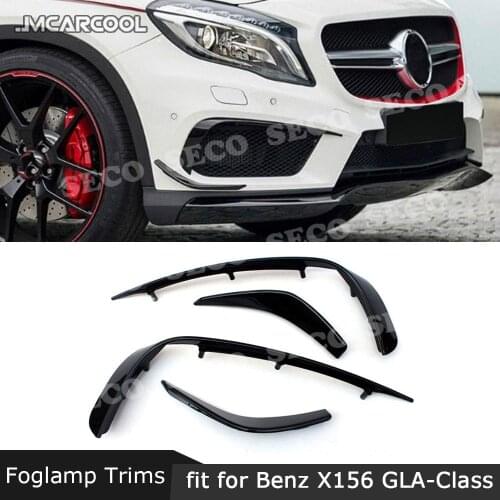 For Benz GLA Class X156 GLA200 GLA260 GLA45 2014-2017 Front Bumper Air Vent Fin Canards Trim Carbon Fiber / ABS Foglamp Strips