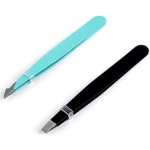1pcs Eyebrow Hair Tweezers Stainless SteelFlat Slanted Tips Beauty Tools Eyelashes Clips Face Hair Removal Tweezer Makeup