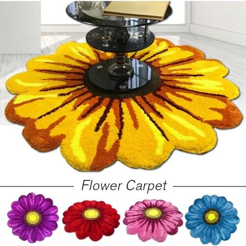 Nordic Art Peony Pattern Thick Carpet Flower Rug Soft Flocking Daisy Rug For Living Room Bedroom Anti-slip Hallway Door Mat