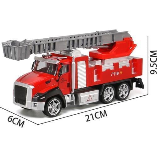 Lift Ladder Fire Fighting Truck Firemen Open Door Sound Alloy Car Model Kids Children Gift Traffic Toy