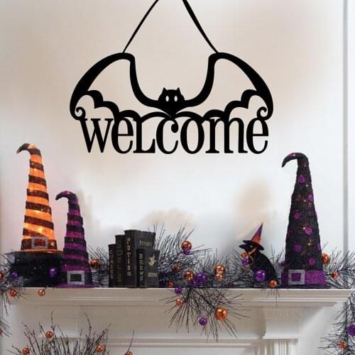 Halloween Hanging Sign Decorations Props The Witch Is In Halloween Door Wall Decorations Sign Pumpkin Spider Bat Party Supplies