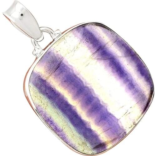Nature Multi Flourite Pendant 925 Sterling Silver Jewelry, 45 mm, MHBAP5224