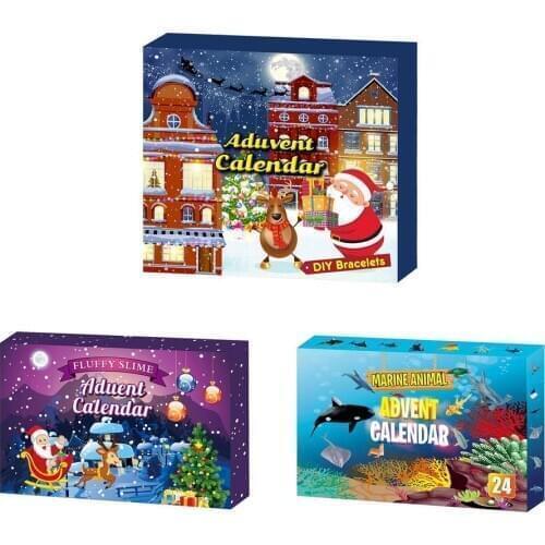 Christmas Advent Calendar Toys Set Glass Bead Crystal Bracelet Crystal Mud Marine Animal Kit Toys For Children Christmas Gift