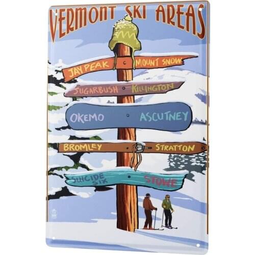 SINCE 2004 Tin Sign Metal Plate Decorative Sign Home Decor Plaques Holiday Travel Agency Vermont ski Areas