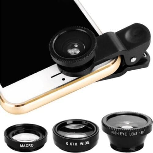 3-in-1 Multifunctional Phone Lens Kit Fish Lens+Macro Lens + Wide Angle Lens Transform Phone Into Professional Camera