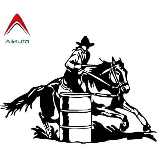 Aliauto Personality Car Sticker Barrel Racing Cowgirl Girl Rodeo Horse Window Vinyl Fashion Accessories PVC Decal,19cm*12cm