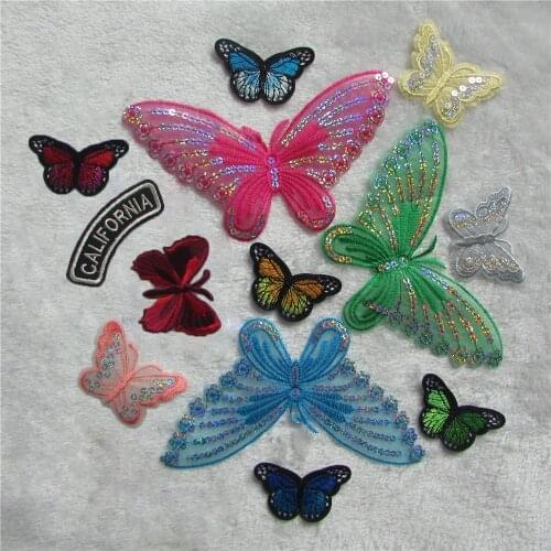 High quality 14 kinds fashion butterfly patterned patches DIY clothing patch affixed decorative sewing accessories hat clothes