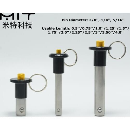 Pull Ring Ball Lock Pin 3/8'', 1/4'' Quick Release Pin, 5/16'' Quick Pull Pin With Brass Button