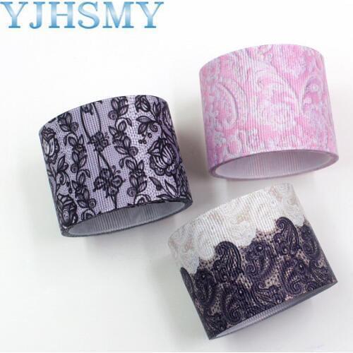 YJHSMY I-19308-545,38mm 5yards flower Thermal transfer Printed grosgrain Ribbons,bow cap DIY handmade accessories decorations