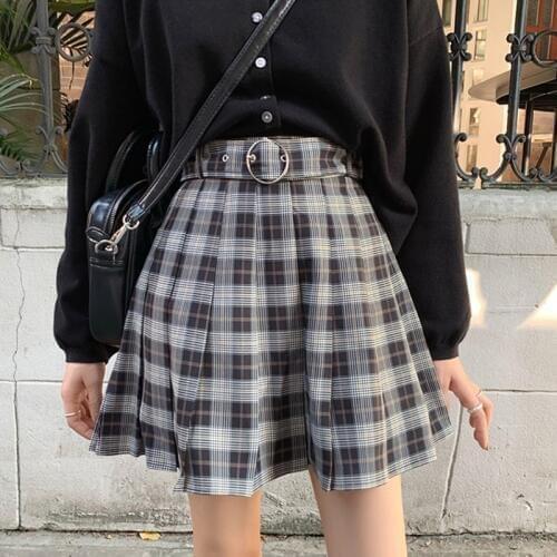 InsGoth Plaid Pleated Mini Skirts Harajuku Grunge Winter Autumn Women Skirts Gothic Streetwear High Waist Fashion Short Skirt