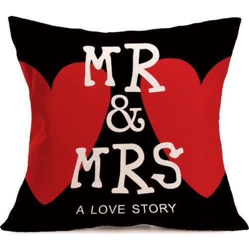 1pcs Print pillow cushions case decorative cartoon pillow covers Mr Mrs style cotton linen cover pillow cover