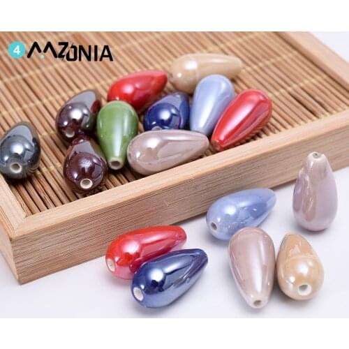 10/20/30pcs Drop Shaped Ceramic Beads 20mm Mixed Color Porcelain Loose Bead For Diy Jewelry Making Bracelet Accessories