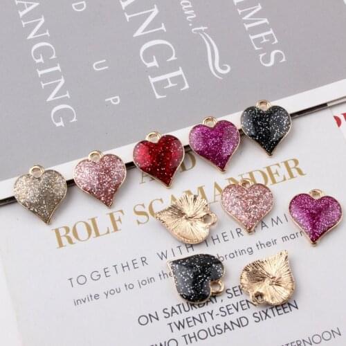 10pcs/lot Fashion Jewelry Oil Drop Shiny Heart Enamel Charms Alloy Pendant Fit Necklaces Bracelets DIY Jewelry Accessories