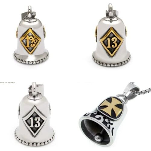 10pcs/lot Titanium Knight Cross Small Bell Pendant 1% ER Skull 13 Bell Keychain Charms DIY Jewelry Making Finding Accessory