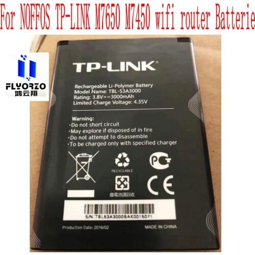 100% Original brand new 3000mAh TP-LINK TBL-53A3000 router Battery For NOFFOS TP-LINK M7650 M7450 wifi router Batterie