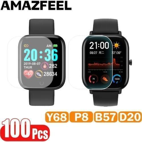 100Pcs/Pack Film B57 Y68 D20 P8 Screen Protector Film HD Screen Protective For p8 P8SE Smartwatch Screen Protector