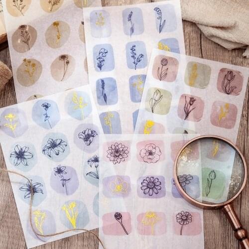 2 Sheets/Bag Vintage Colorful Plants Series PET Sticker Package DIY Diary Journal Decoration Sticker Album Scrapbooking