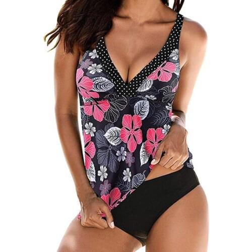 2020 Vintage Retro Swimwear Women Tankini Swimsuits Two Pieces Swimsuit Print Bathing Suits Summer Beach Wear Swimming Suit XXL