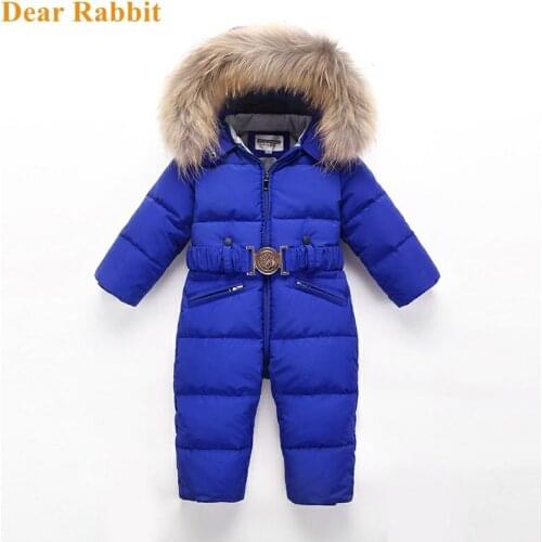 -30 Russian Winter Snowsuit 2021 Boy Baby down Jacket 80% Duck Down Outdoor Infant Clothes Girl Climbing For Kids Jumpsuit 2~6 y
