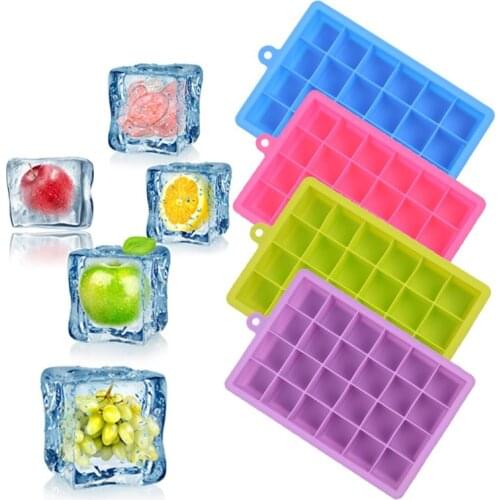 24 Sells Ice Cube Tray With Lid Ice Cube Mold Food Grade Silicone Whiskey Cocktail Drink Chocolate Ice Cream Maker Party Bar