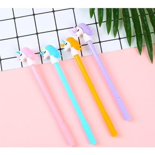 24 pcs Cute new cartoon unicorn gel pen student signature pen writing office black kawaii stationery materiais escolares