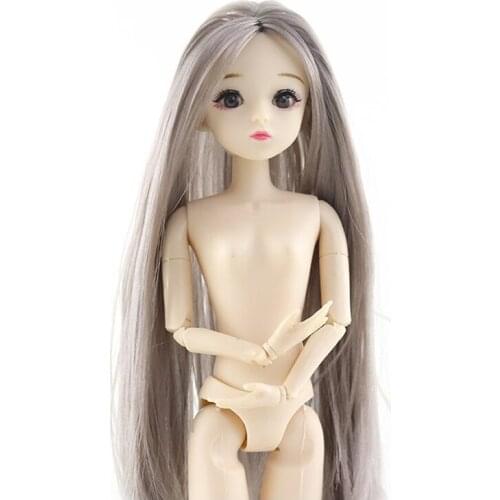 30cm Dolls With 20 Movable Joints 4D Eyelashes Long Straight Hair Cute Female Nude Body Dolls Toys Gifts For Girls