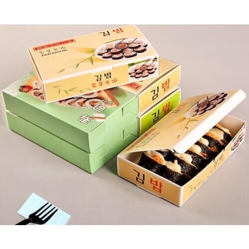 300pcs Sushi Box Disposable Gimbap Paper Packing Box For Restaurant Shop Food Wrapping Boxes Take-out Container SN3050