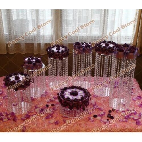 7pcs/set Wedding crystal cake holder party centerpiece crystal cake stand/wedding decoration party prop wedding centerpiece