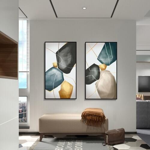 Abstract Hand Painted Wall Posters Modern Irregular Geometry Shape Nordic Canvas Painting for Living Room Bedroom Decoration