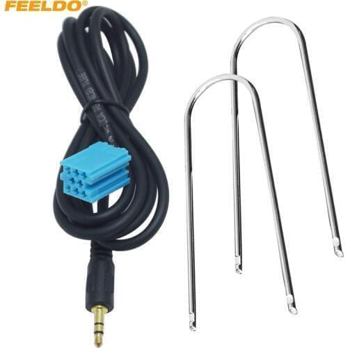 FEELDO 10Set Car 3.5mm Stereo Audio Aux Input Cable Adapter With Key Tools For VW Golf Passat B5 Bora Polo Blaupunkt #MX5767