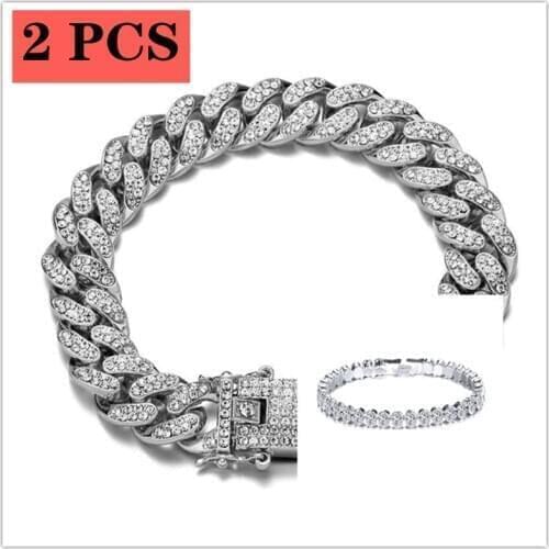 HipHop Rock Bracelet for Men Cuban Link Chain Sliver Gold Bracelets for Women Unisex Wrist Jewelry Punk Chain Gifts Wholesale