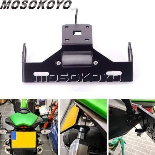 CNC License Number Plate Frame Holder For KAWASAKI Z1000 2014-2017 Z1000R 2018-2020 Fender Eliminator Kit Bracket LED Light Lamp
