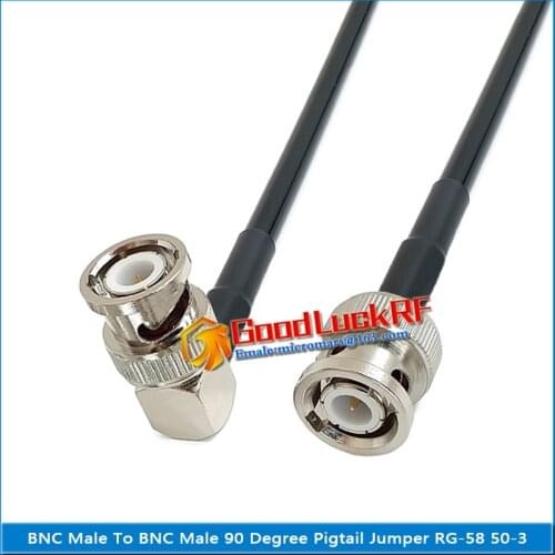 Dual Q9 BNC Male To BNC Male Right Angle 90 Degree Connector Pigtail Jumper RG-58 RG58 3D-FB Extend cable 50 Ohm low loss