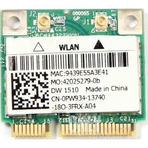 Dual band 300Mbps Broadcom BCM94322 Half-Size Mini Wireless PCI-E WiFi Card for DW 1510 BCM94322HM8L PW934 802.11a/g/n Wlan