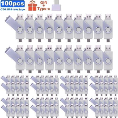 100pcs/lot New OTG USB Flash Drive 128GB 64GB Pendrive 32GB 16GB pendrive 8GB USB Stick 2.0 Memory USB Key Pen Drive free logo