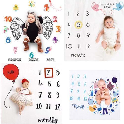 Newborn Baby Monthly Growth Milestone Blanket Photography Props Background Cloth for Rug Girls Boys Photo Shooting Accessories