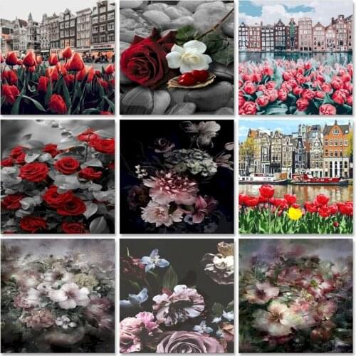 GATYZTORY DIY DIY Oil Painting Rose Picture Coloring By Numbers Flower Paint by Number Kits Arts Craft for Home Wall Decor