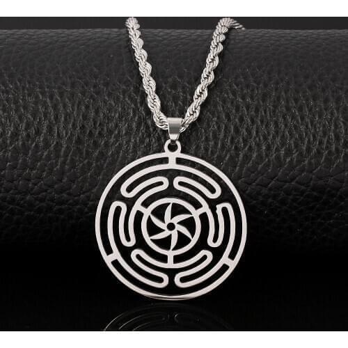 Hekate Wheel Strophalos of Hecate Necklace Stainless Steel Pendant Strophalos Magic Symbol Logo Charm femme Jewelry Gift