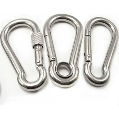 5pcs Stainless Steel 304 m4 Carabiner Carbine Snap Hook Key-Lock