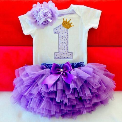 Newborn Baby Girl Clothes Sets Clothing Suits 1st Birthday Outfit Baby Rompers+Tutu Skirt+Headband Baby Christening Gift