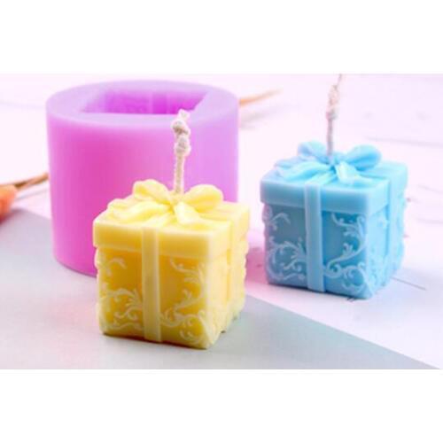 Creative DIY Gift Box Shape Silicone Fondant Cake Mold Aromatherapy Plaster Craft Mold Handmade Soap Silicone Mould Candle Mold