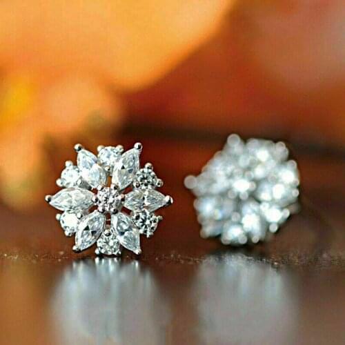 Huitan Fashion Design Womens Stud Earrings Inlaid Brilliant Cubic Zirconia Daily Wear Versatile Wedding Engagement Jewelry Gift