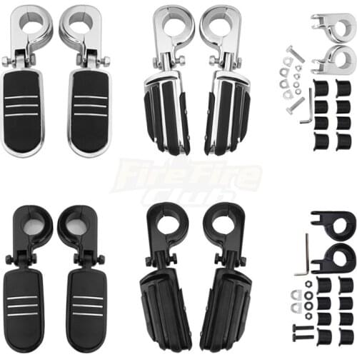 1 1/4" Motorcycle adjustable Highway Foot Pegs 32mm Engine Guard Footrests Pedal Mounting Kits For Harley Sportster Softail