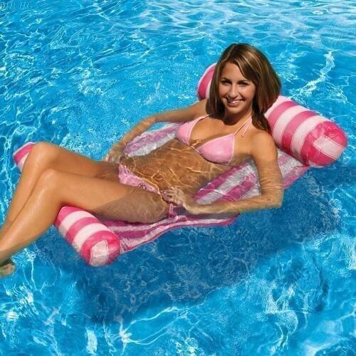 Stripe Floating Sleeping Bed Water Hammock Lounger Chair Inflatable Air Mattress Summer Holiday Swimming Pool Beach Drifter