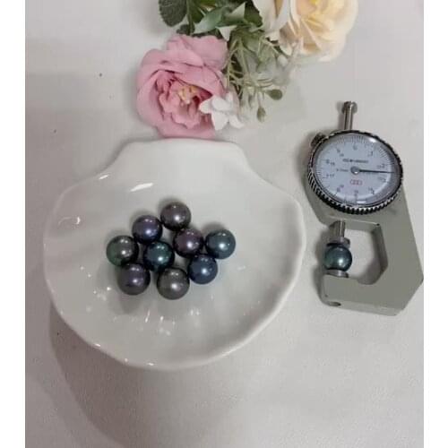 Natural 12-13mm Black Peacock Edison Round Loose Beads For Making Necklace