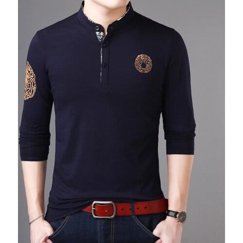 2020 New Fashion Brand Polo Shirt Mens Stand Collar Trends Tops Street Wear Mercerized Cotton Long Sleeve Polos Mens Clothing