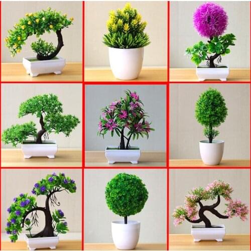 New Artificial Plants Potted Bonsai Garden Decoration Outdoor Fake Flowers Room Decor Party Table Ornament for Home Garden Decor