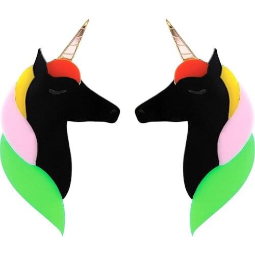 New Acrylic Unicorn Drop Earrings for Women Girls Punk White Black Unicorn Earrings Halloween Night Club Fashion Party Jewelry